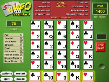 Screenshot of 5 Card Slingo
